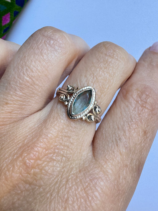 Anello argento 925 acquamarina misura 14/15 - 9UM