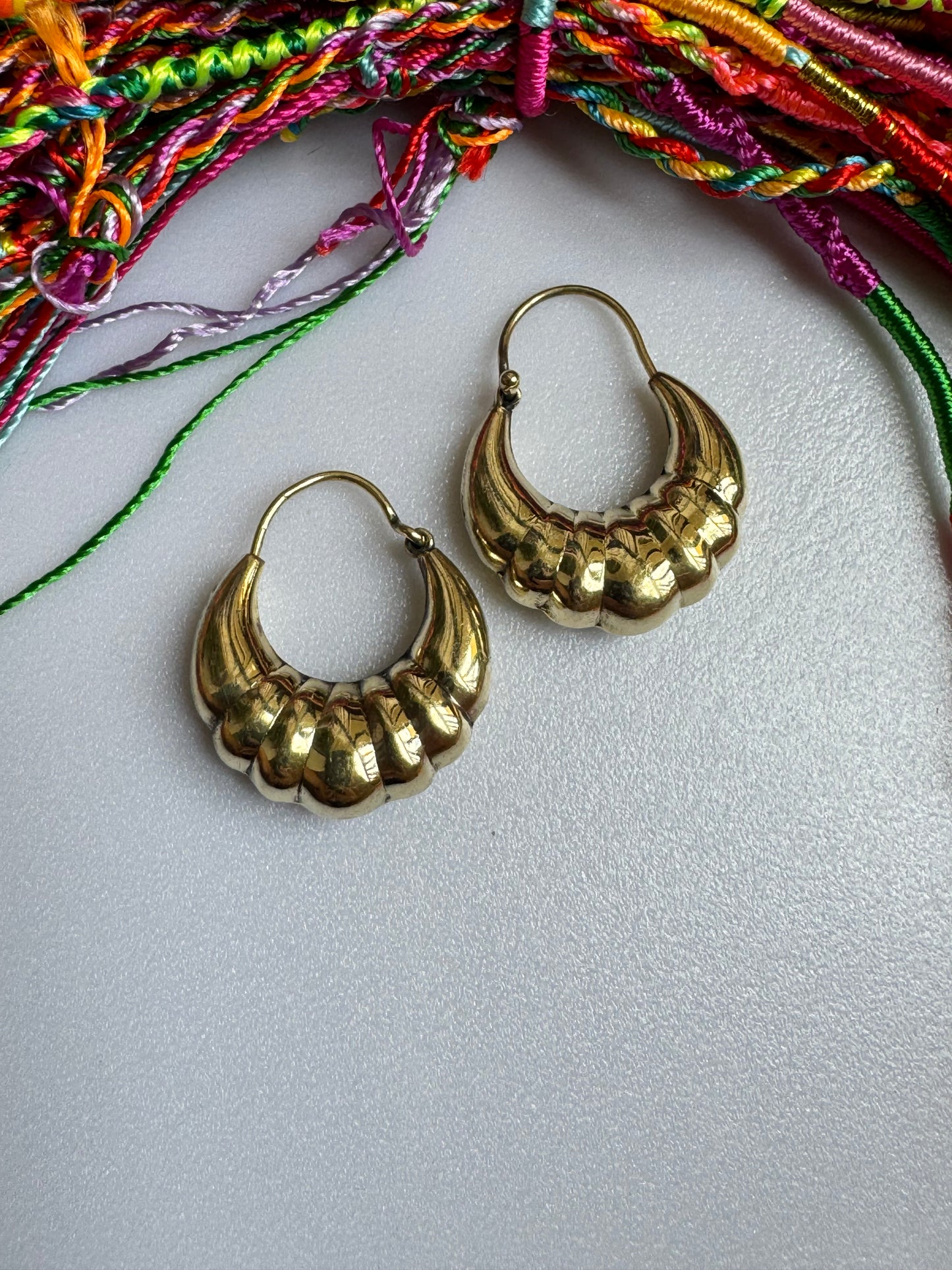 Rounded golden boho earrings