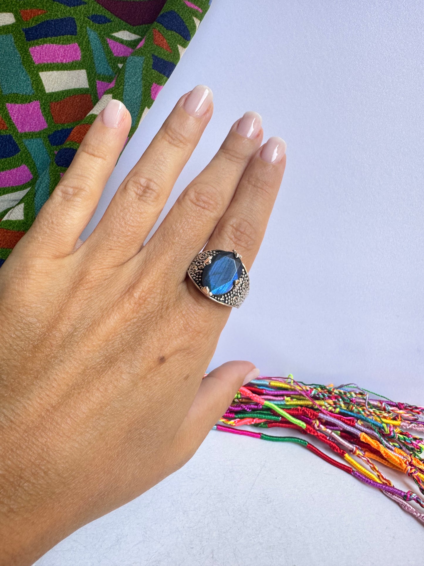 Anello argento 925 labradorite da misura 23 - 21UM