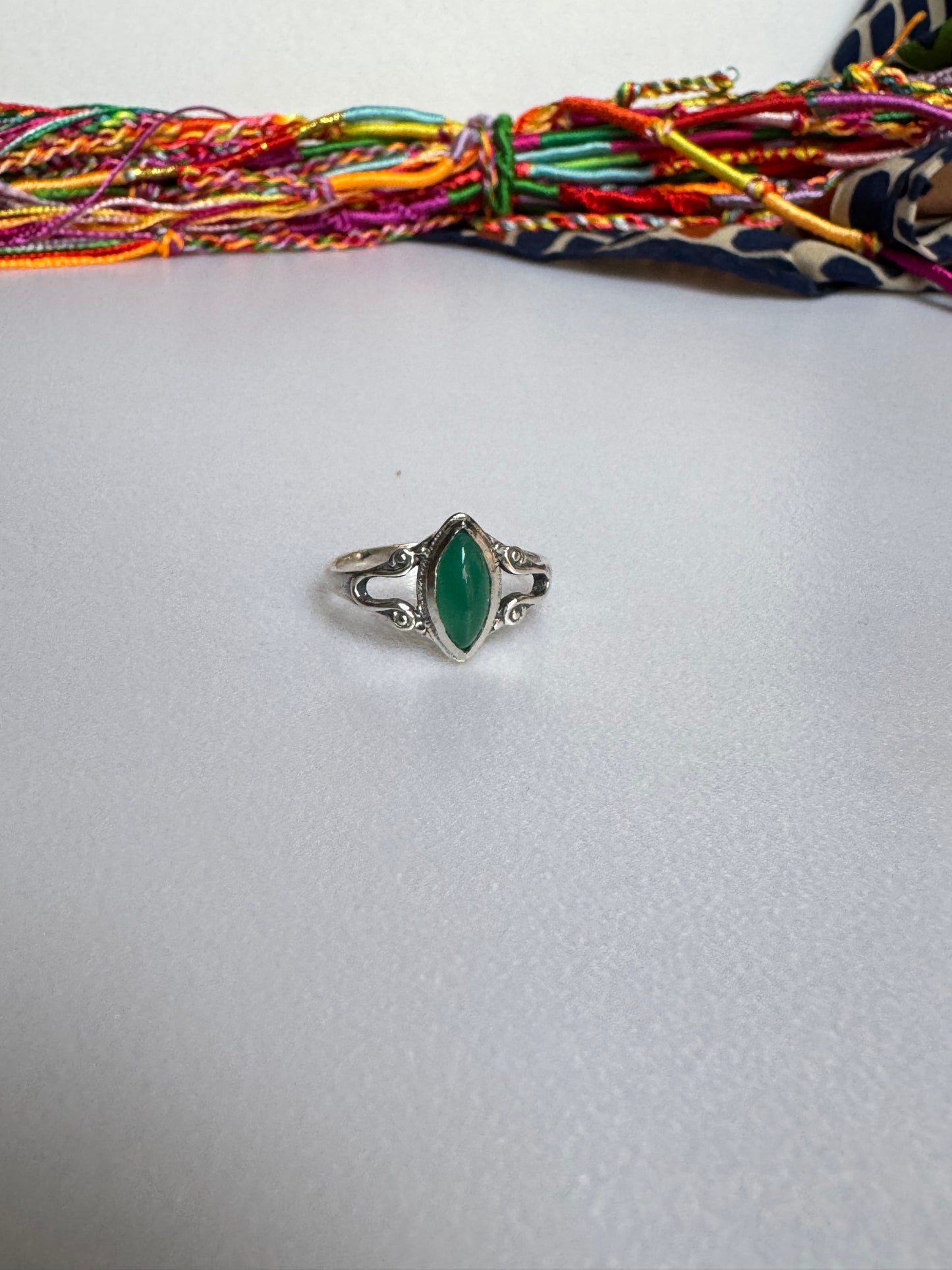 Anello argento 925 onice verde misura 13 M15