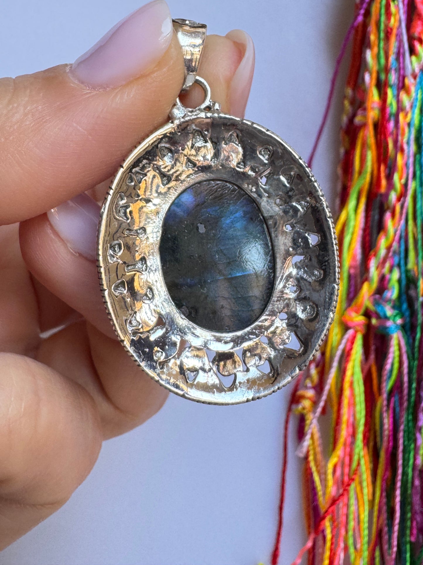 Ciondolo argento 925 labradorite V19