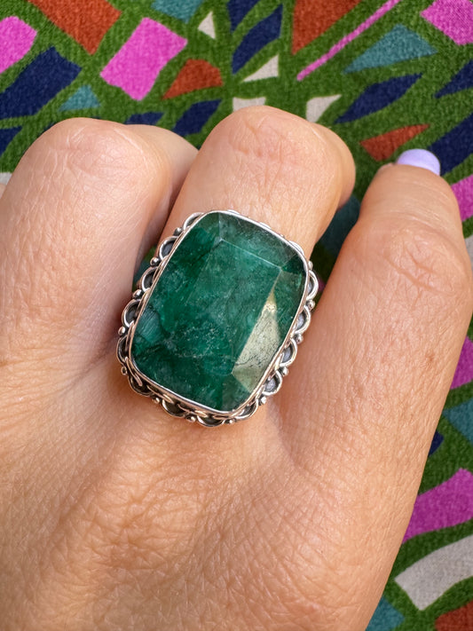 Anello argento 925 radice di smeraldo misura 17/18 - X26