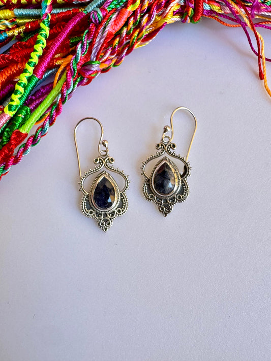 925 silver earrings with sapphire root D2