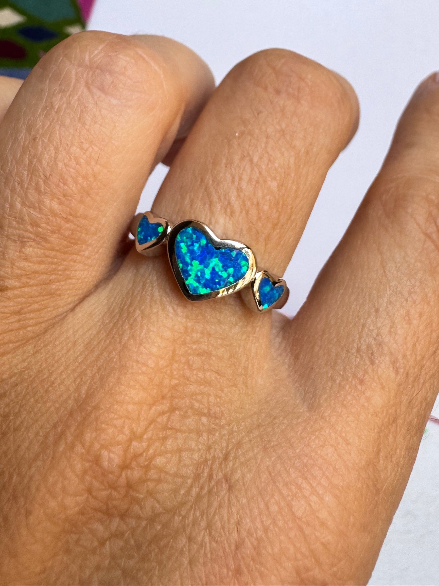 Anello argento 925 rana opale blu misura 16 17OP