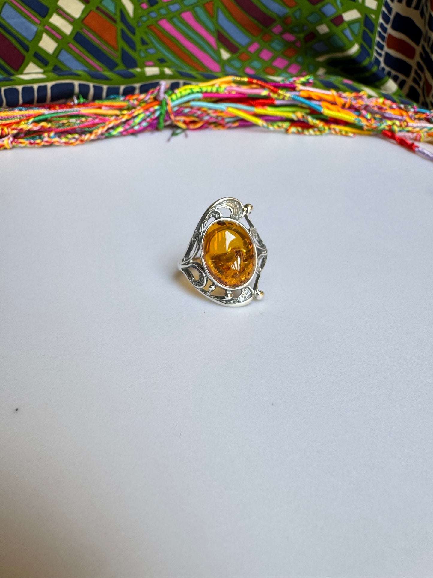 925 silver amber ring size 23 35A