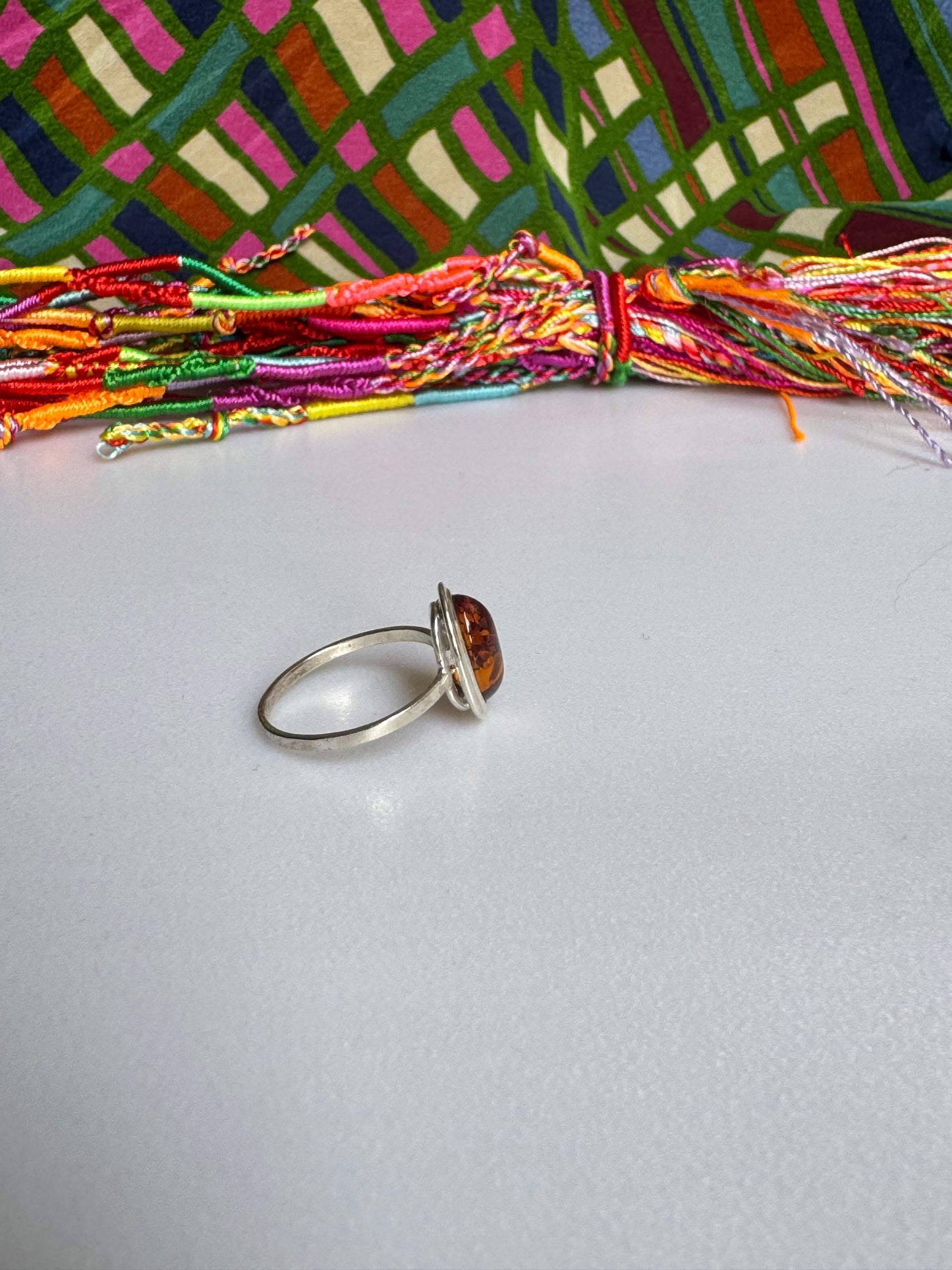 925 silver amber ring size 18 - 39A