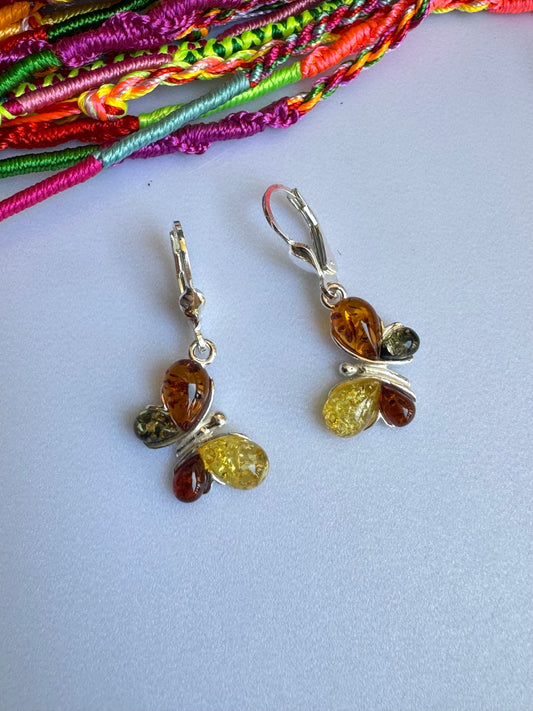 Amber 925 silver earrings