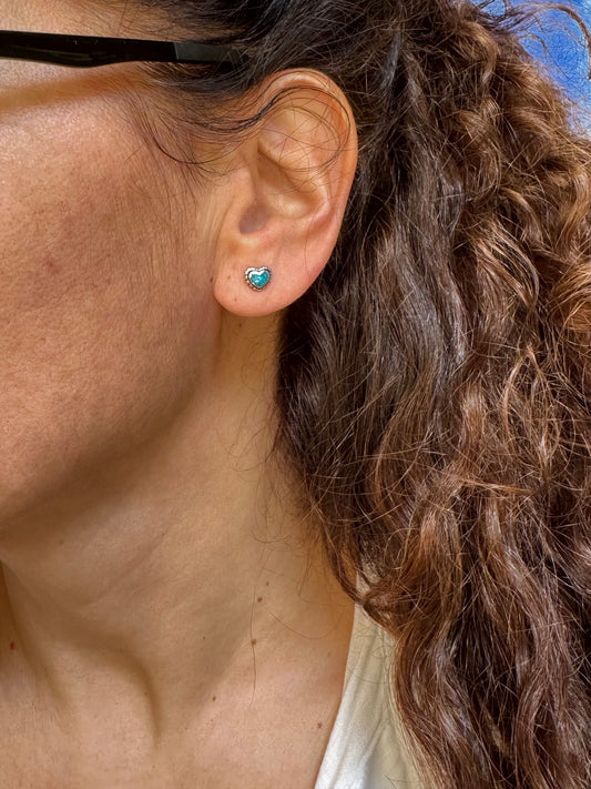 Orecchini lobo argento 925 opale azzurro