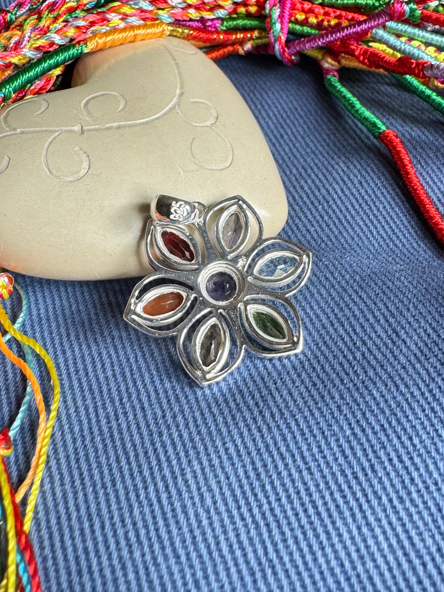 925 silver pendant 7 chakras