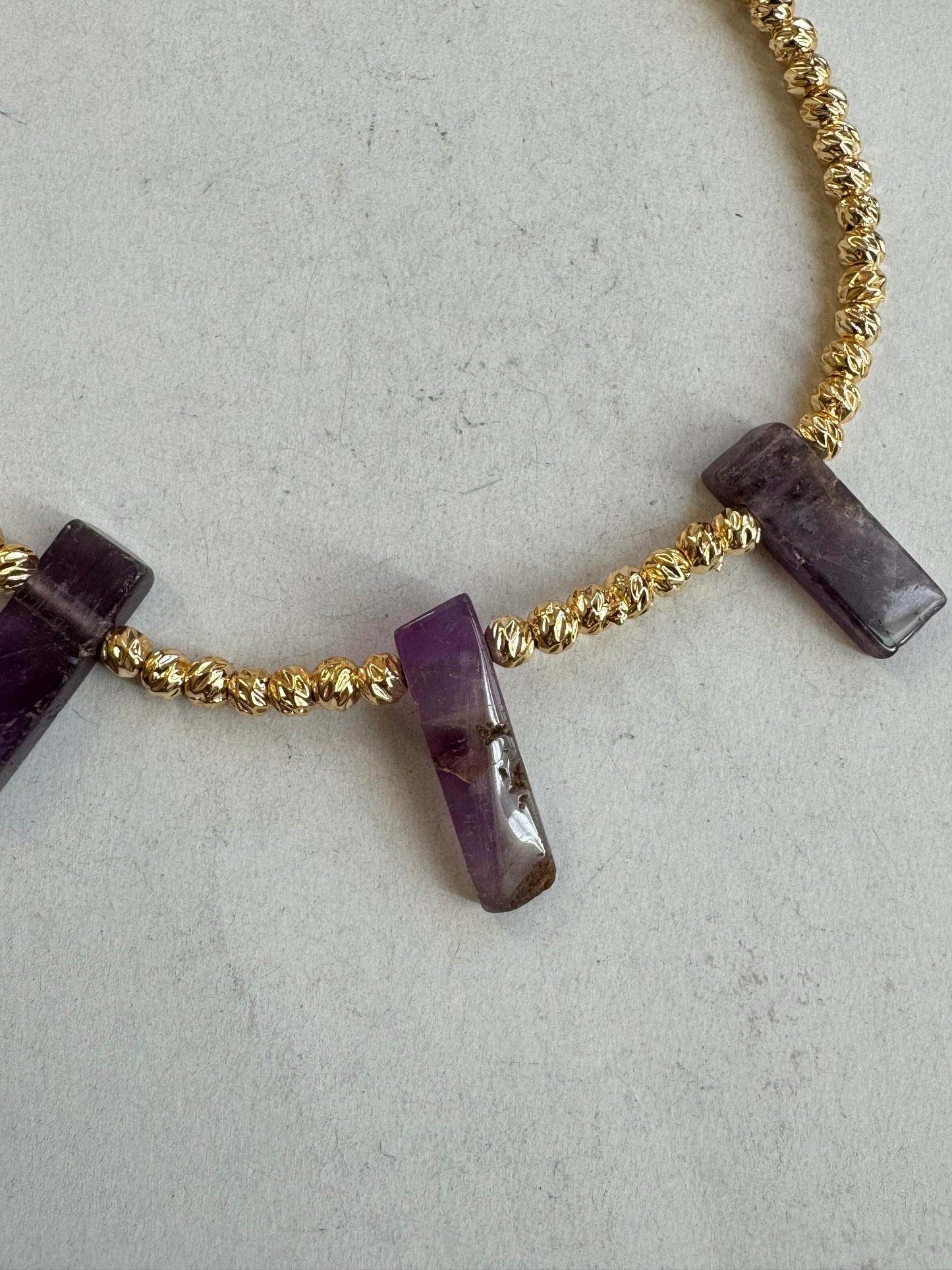 Amethyst golden choker necklace