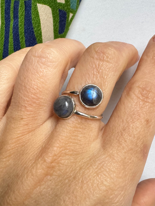 Anello argento 925 labradorite regolabile misura 12 - 41SZ