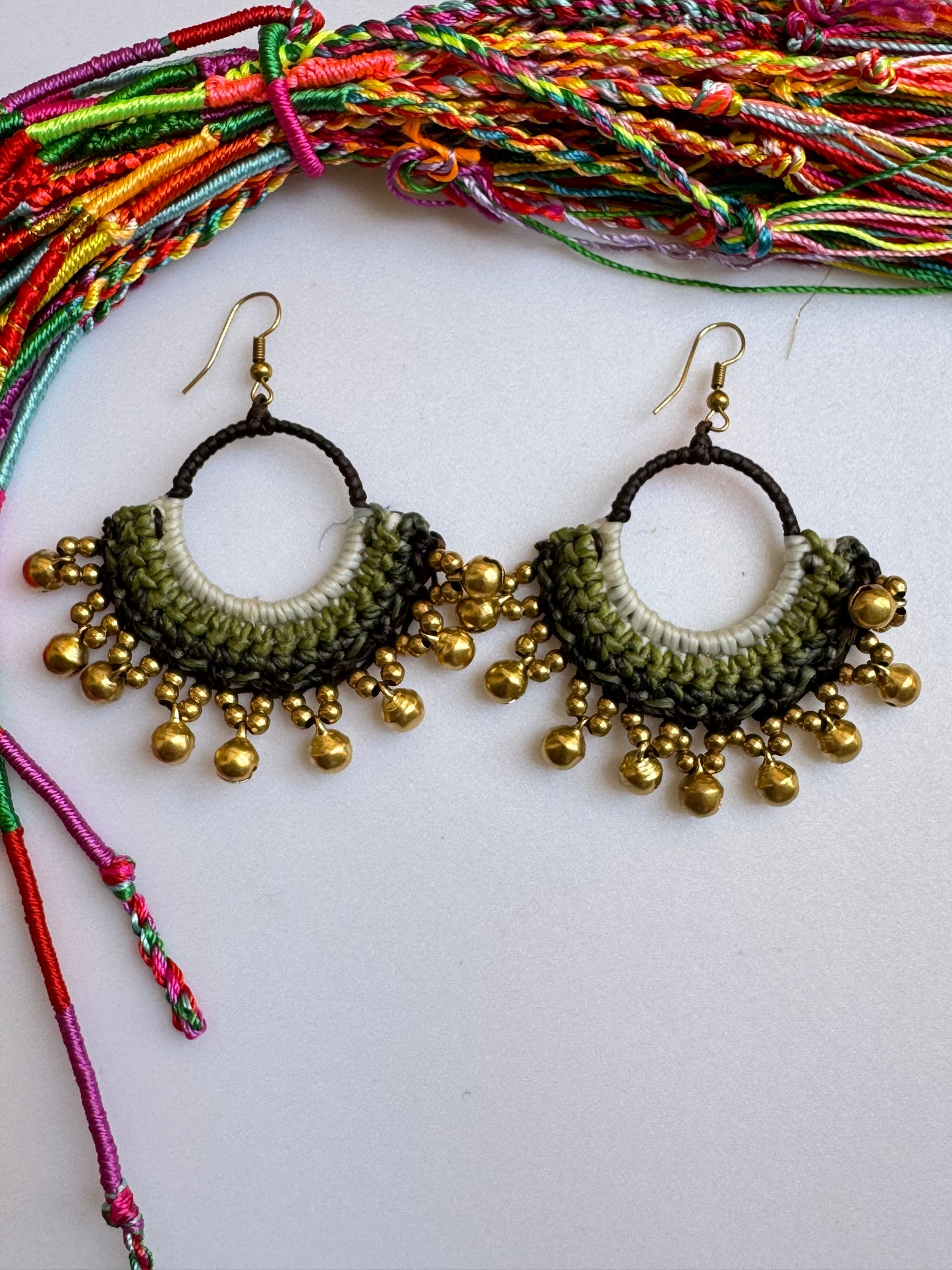 Golden macramé earrings