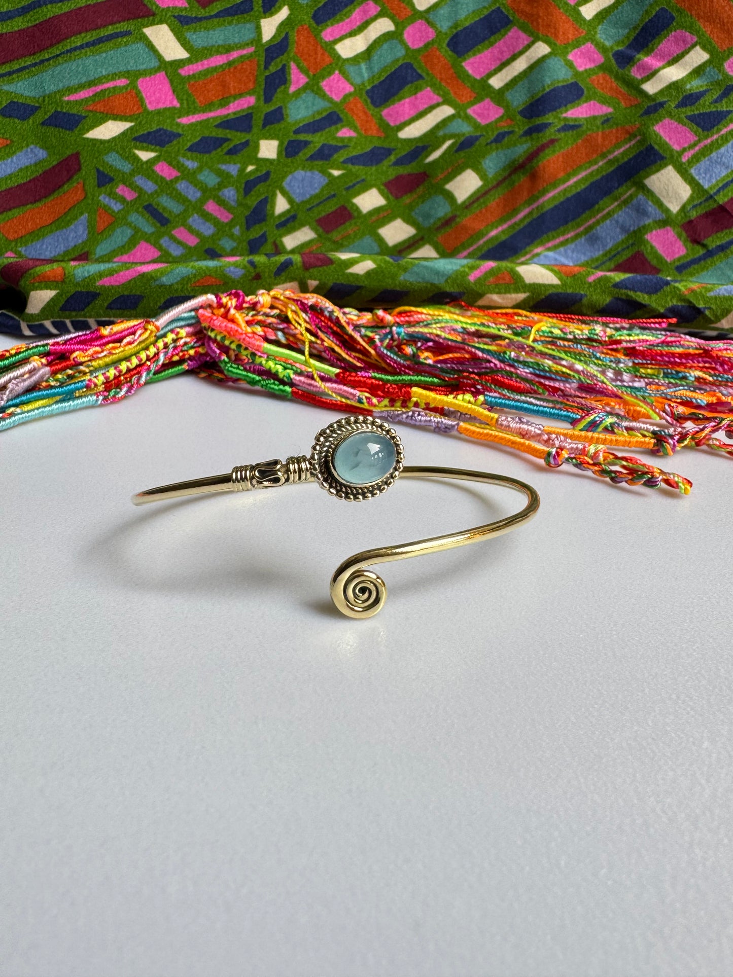 Golden sky blue boho bracelet