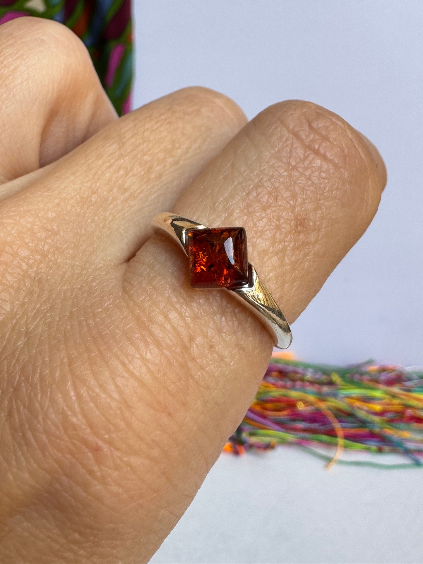 Anello argento 925 ambra misura 18 - 31AMB
