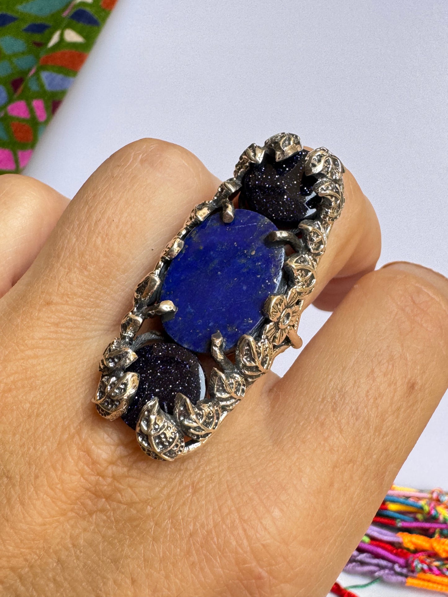 Anello argento 925 lapislazzuli misura 17/18 5V