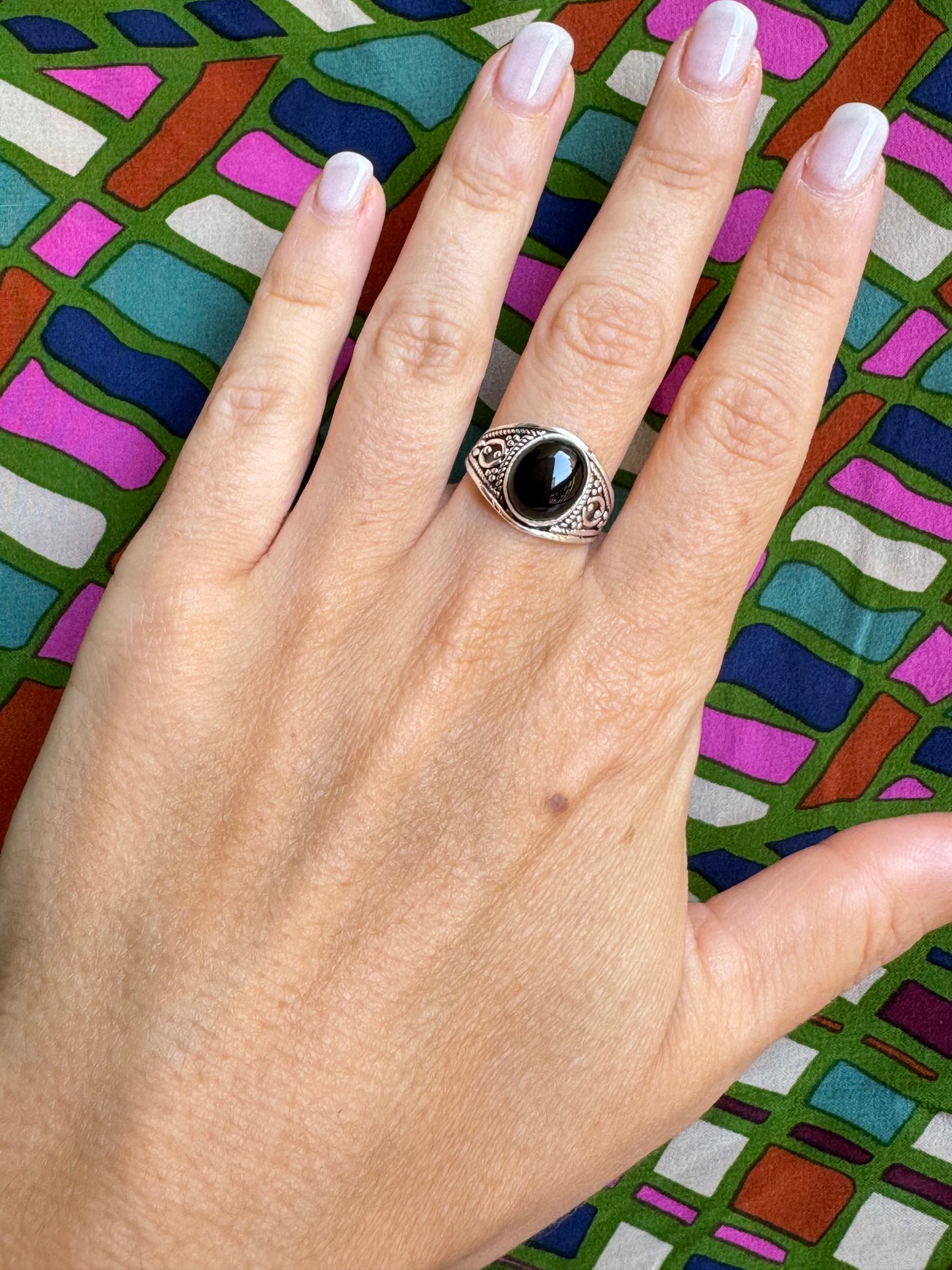 Black Onyx Silver Ring T66