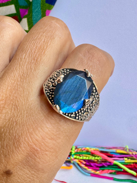 Anello argento 925 labradorite da misura 23 - 21UM