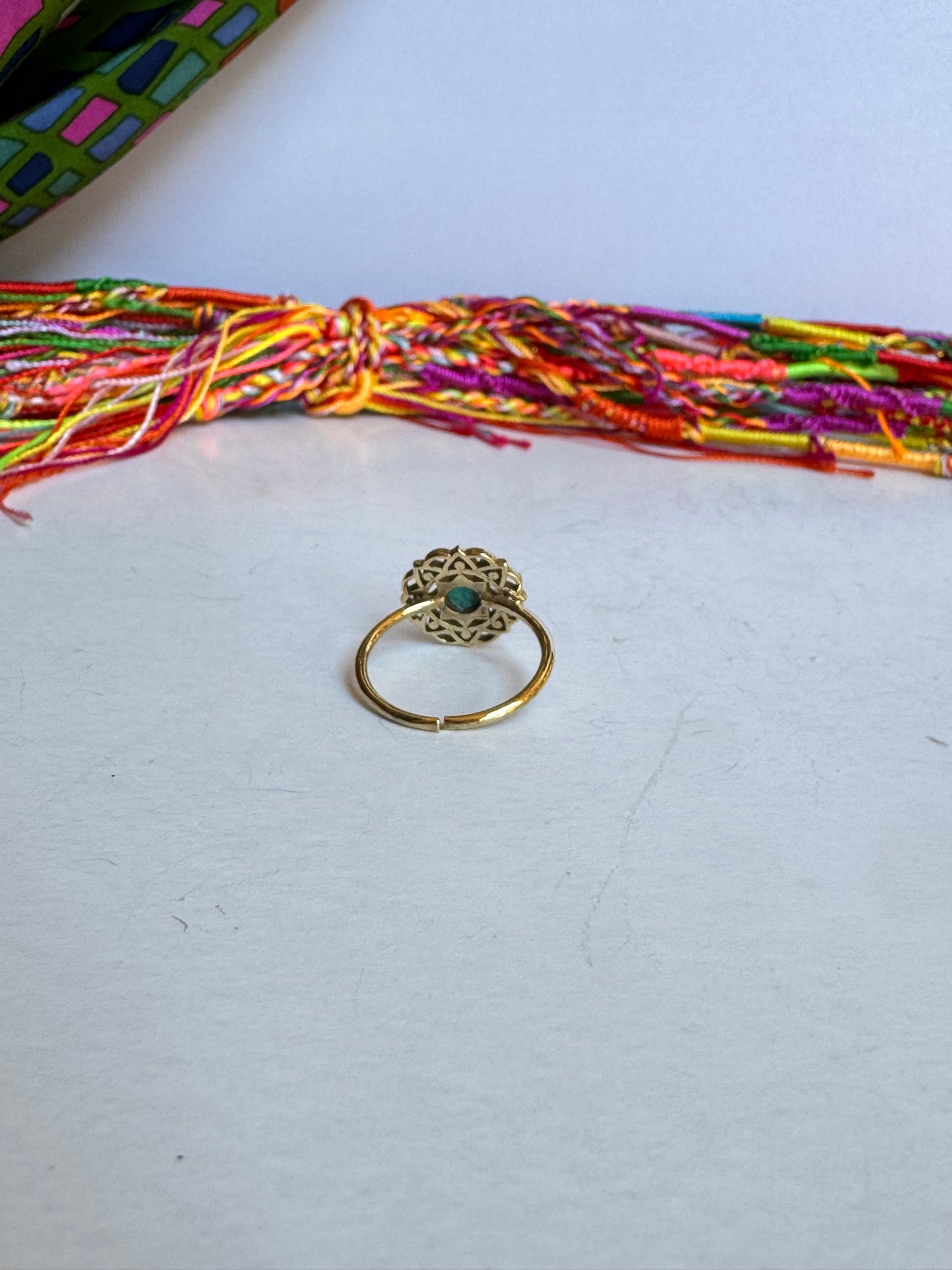 Anello boho dorato turchese