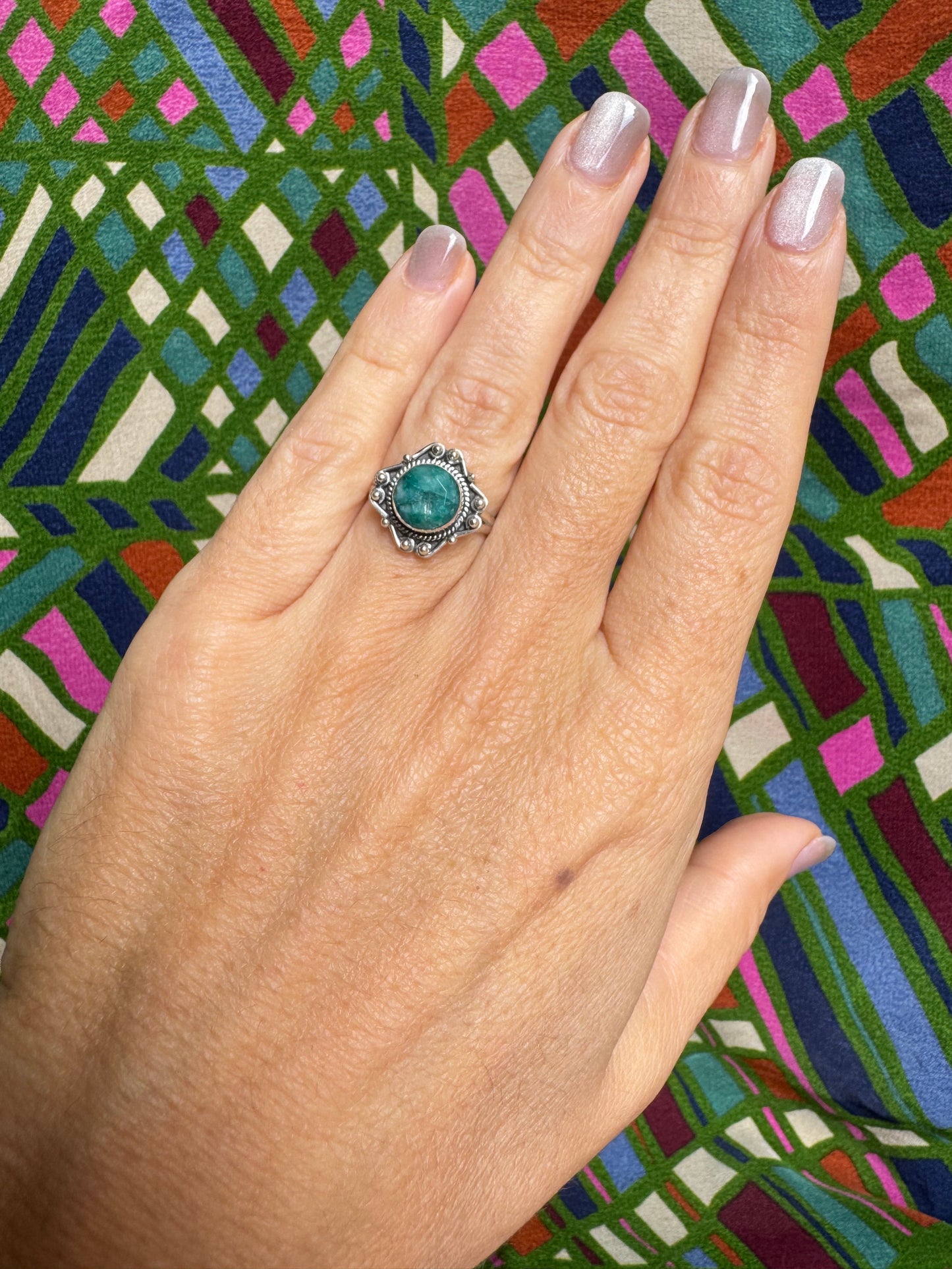 925 silver ring with emerald root, size 17 - 8RS