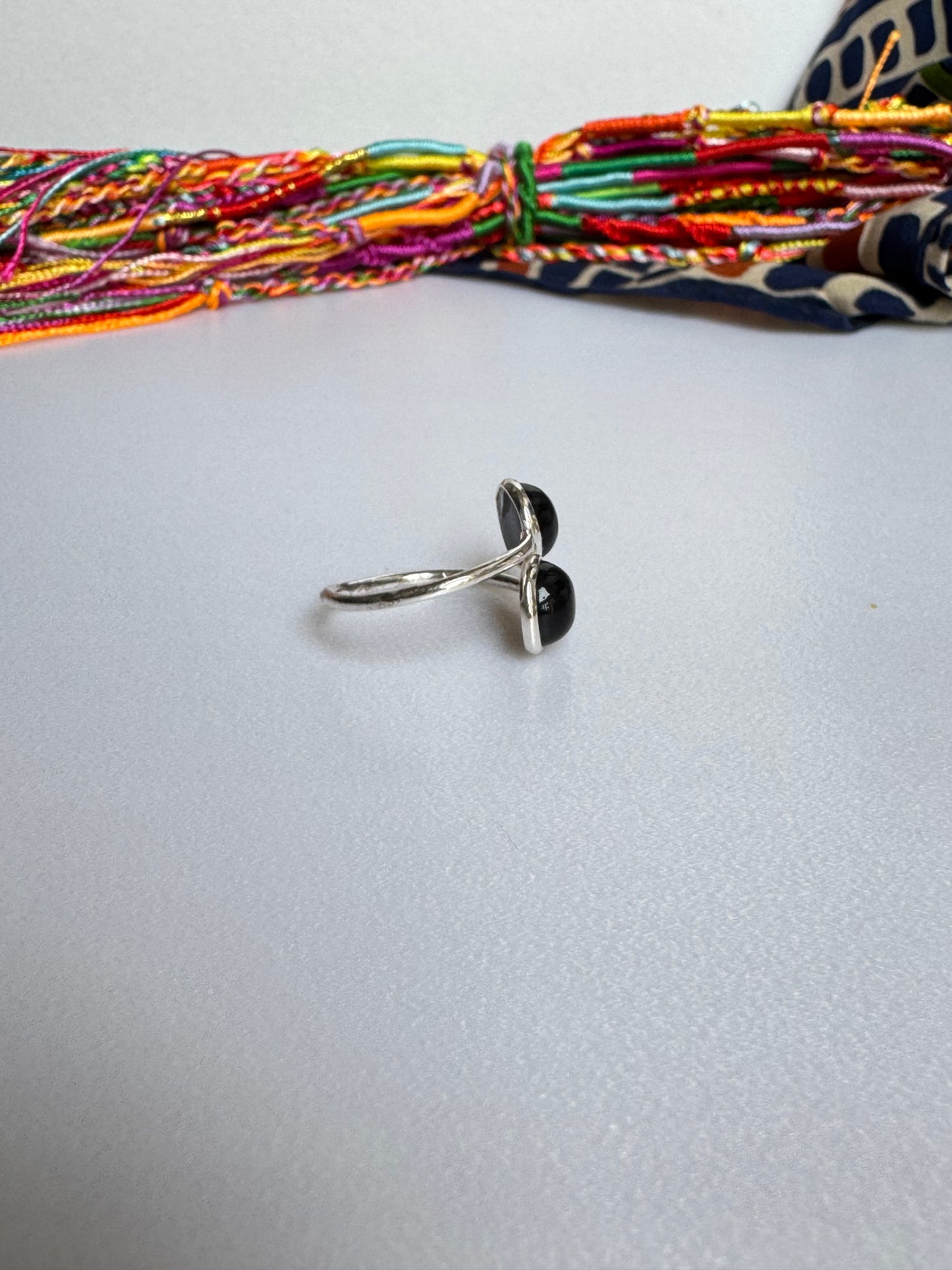 Anello argento 925 onice nero regolabile da misura 19 - 6ON