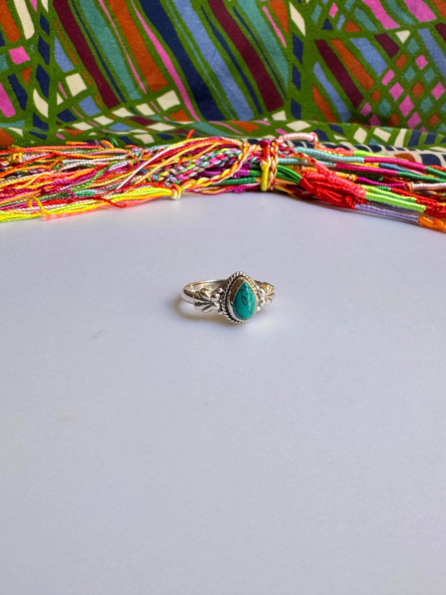 925er Silberring mit Türkis, Howlith und Türkis, Größe 12 – X45