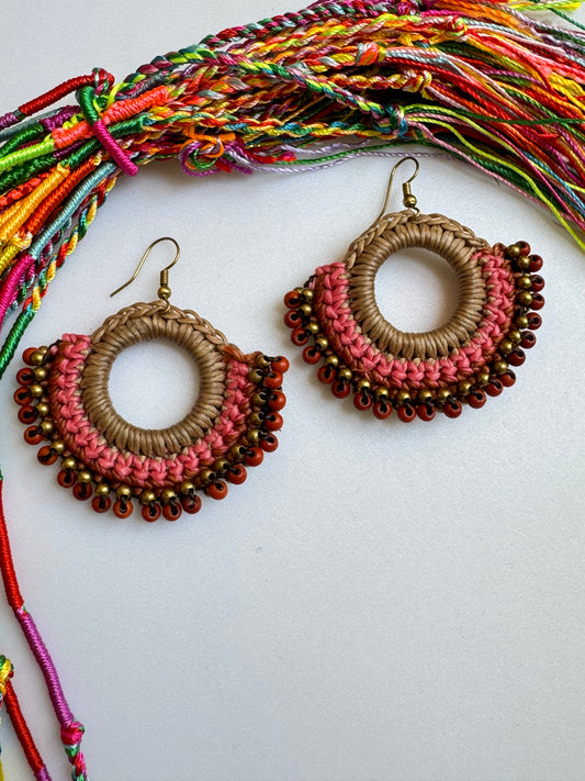 Golden macramé earrings