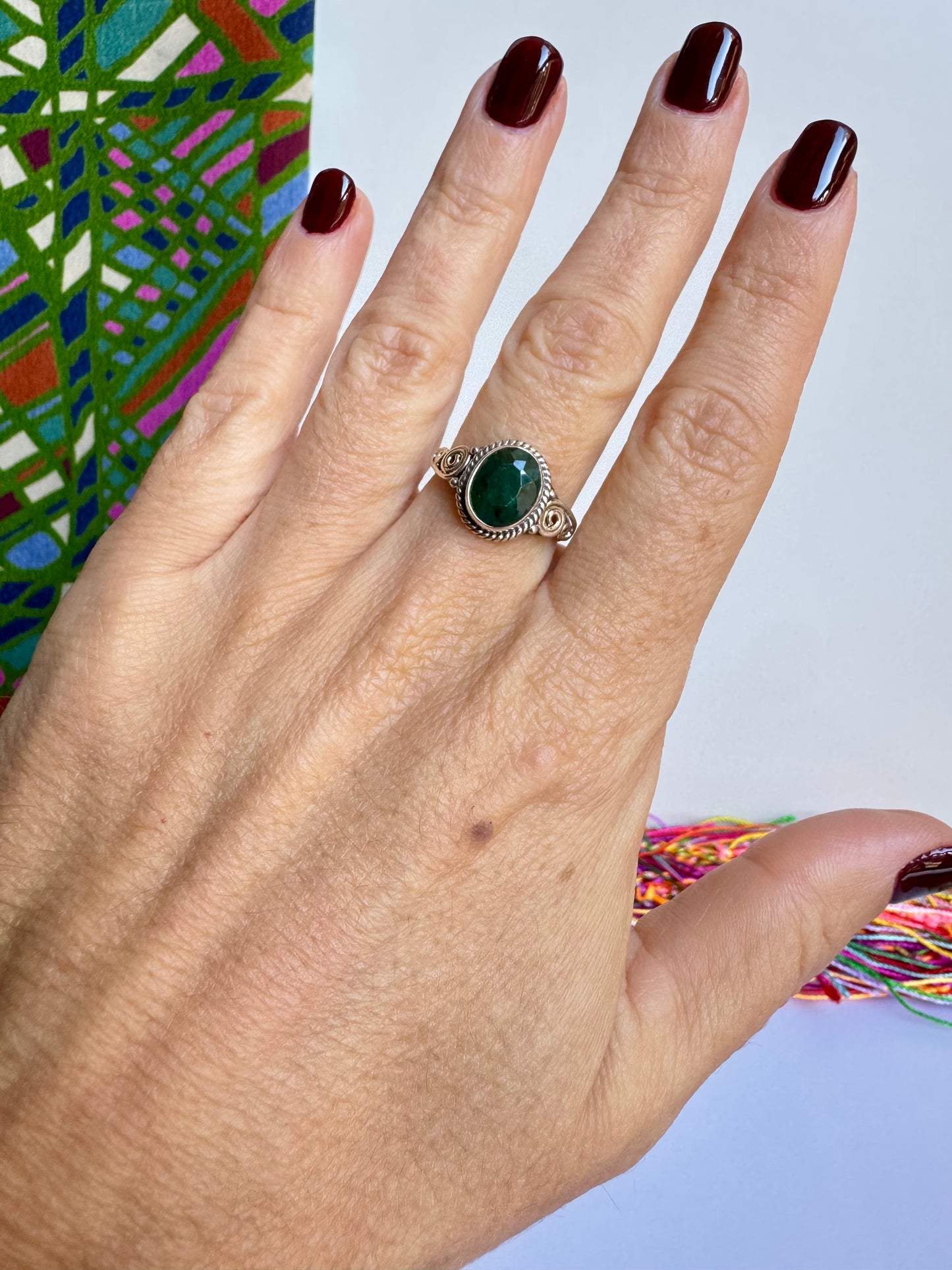 Anello argento 925 radice di smeraldo misura 17 M7