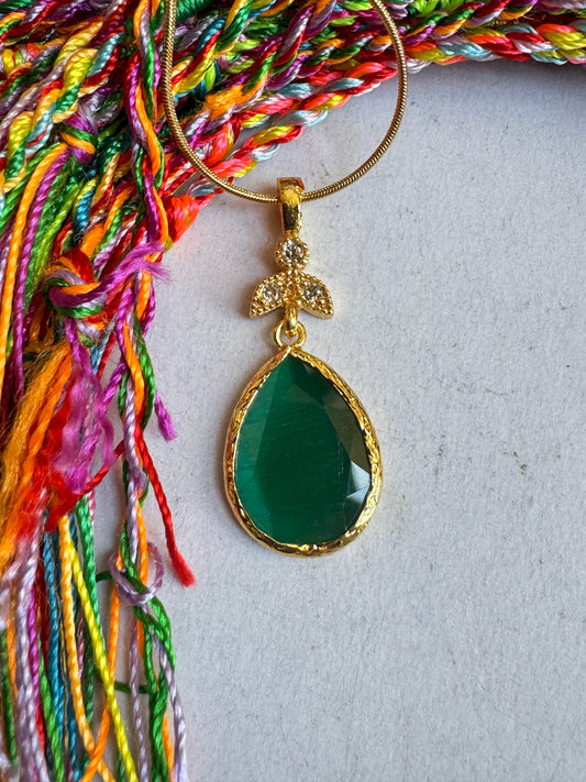 Green bottle drop stone pendant