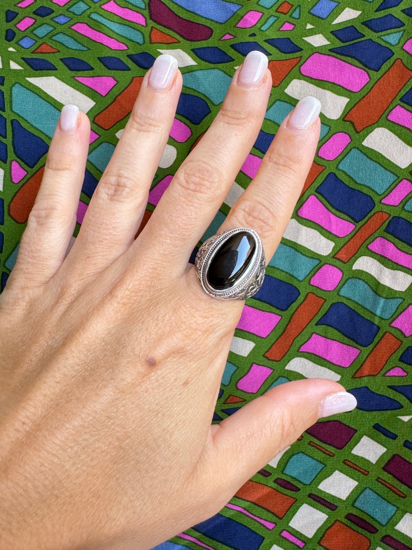 T52 black onyx 925 silver ring