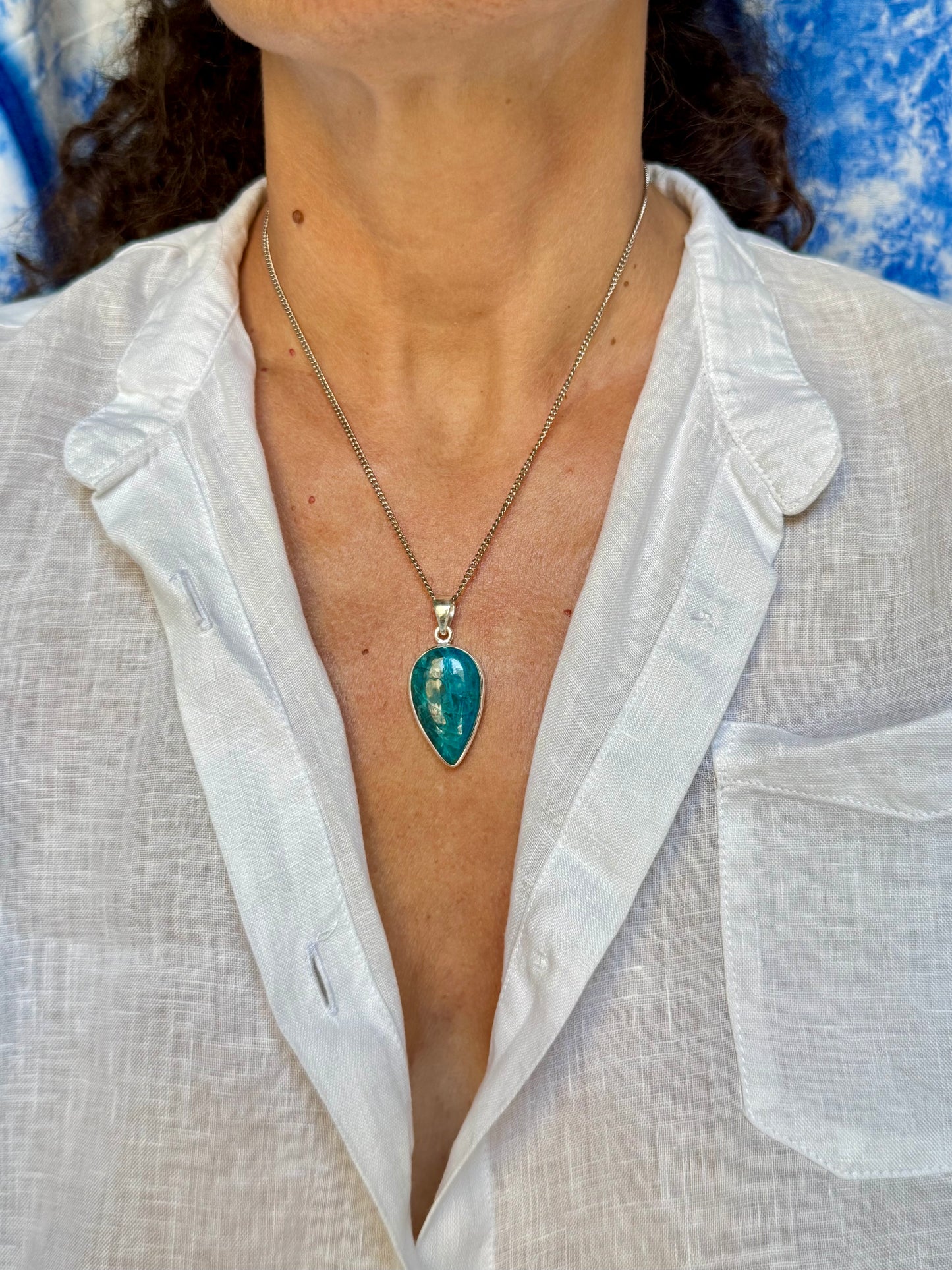 Ciondolo argento 925 azzurrite 39K