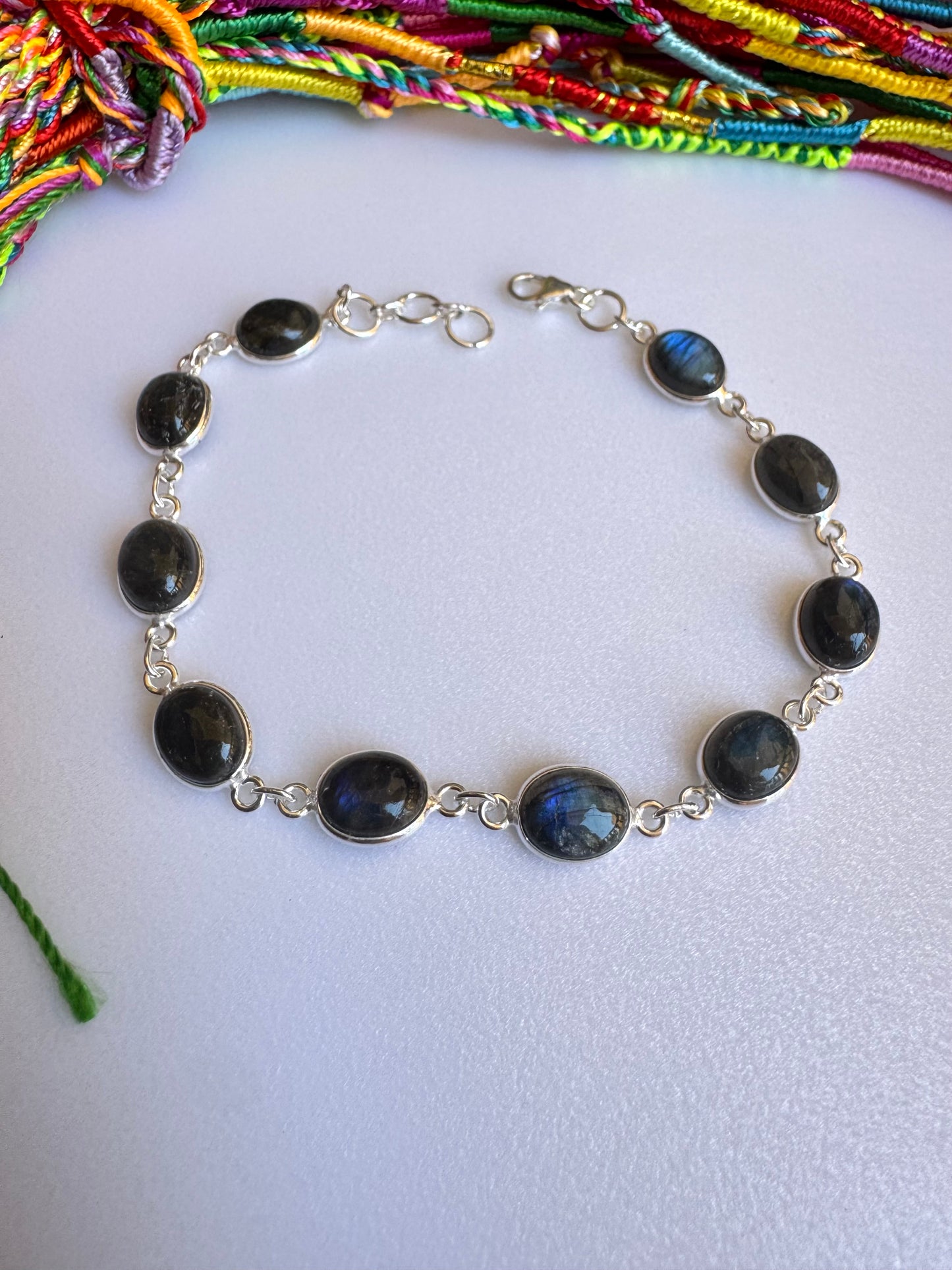 Defective 925 silver labradorite B57 rigid bracelet