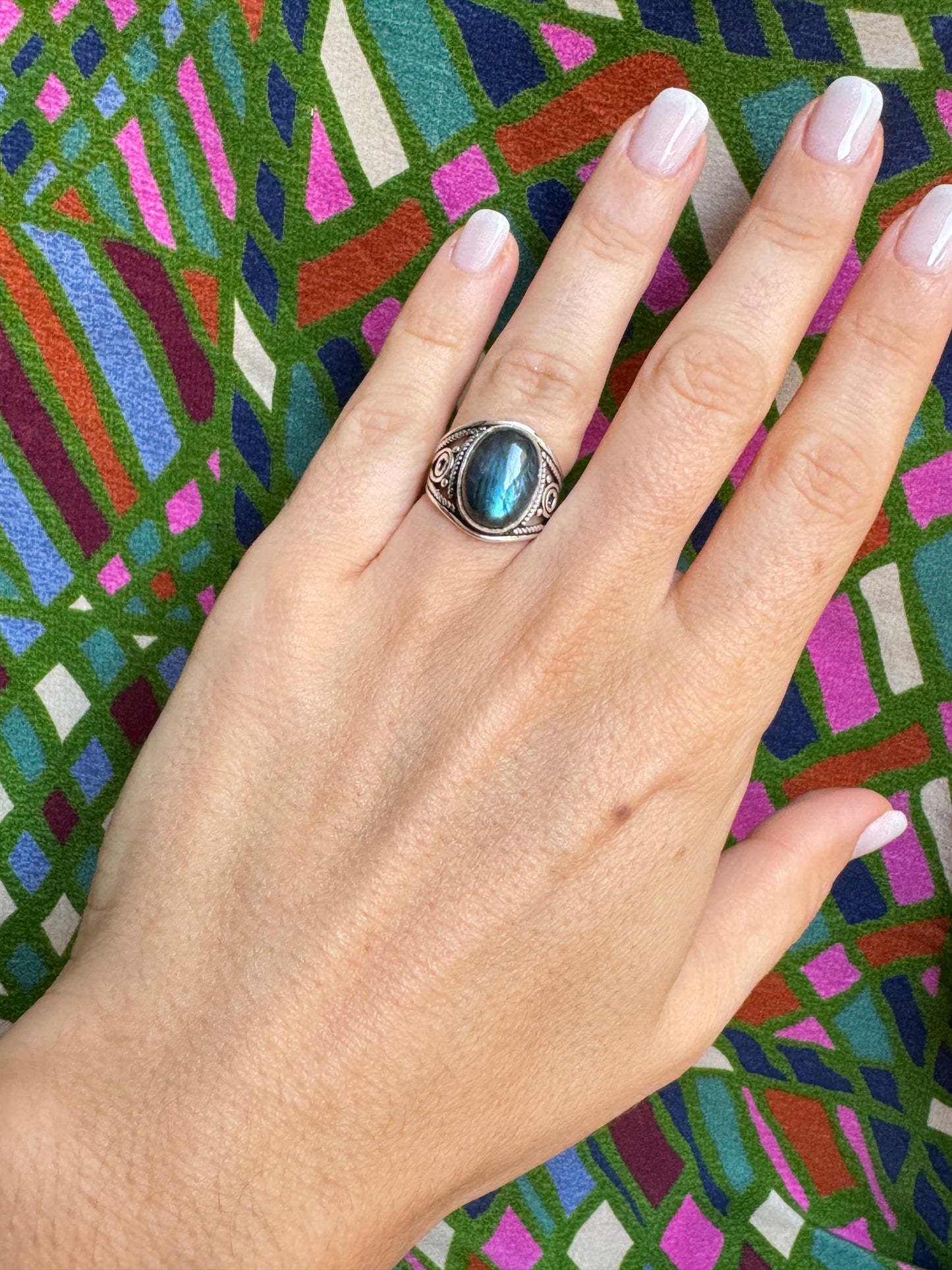 Labradorite Silver Ring E11