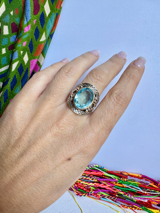 Anello argento 925 acquamarina misura 14/15 - 17AQ