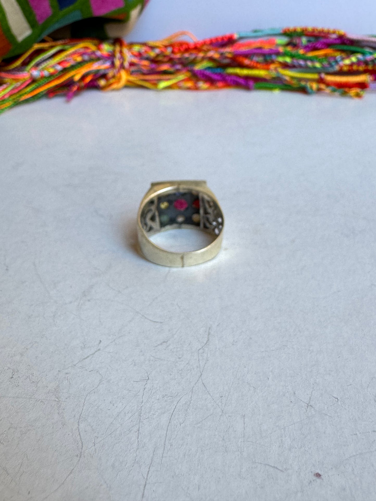 Anello argento 925 Navaratna misura 15/16 - MP8