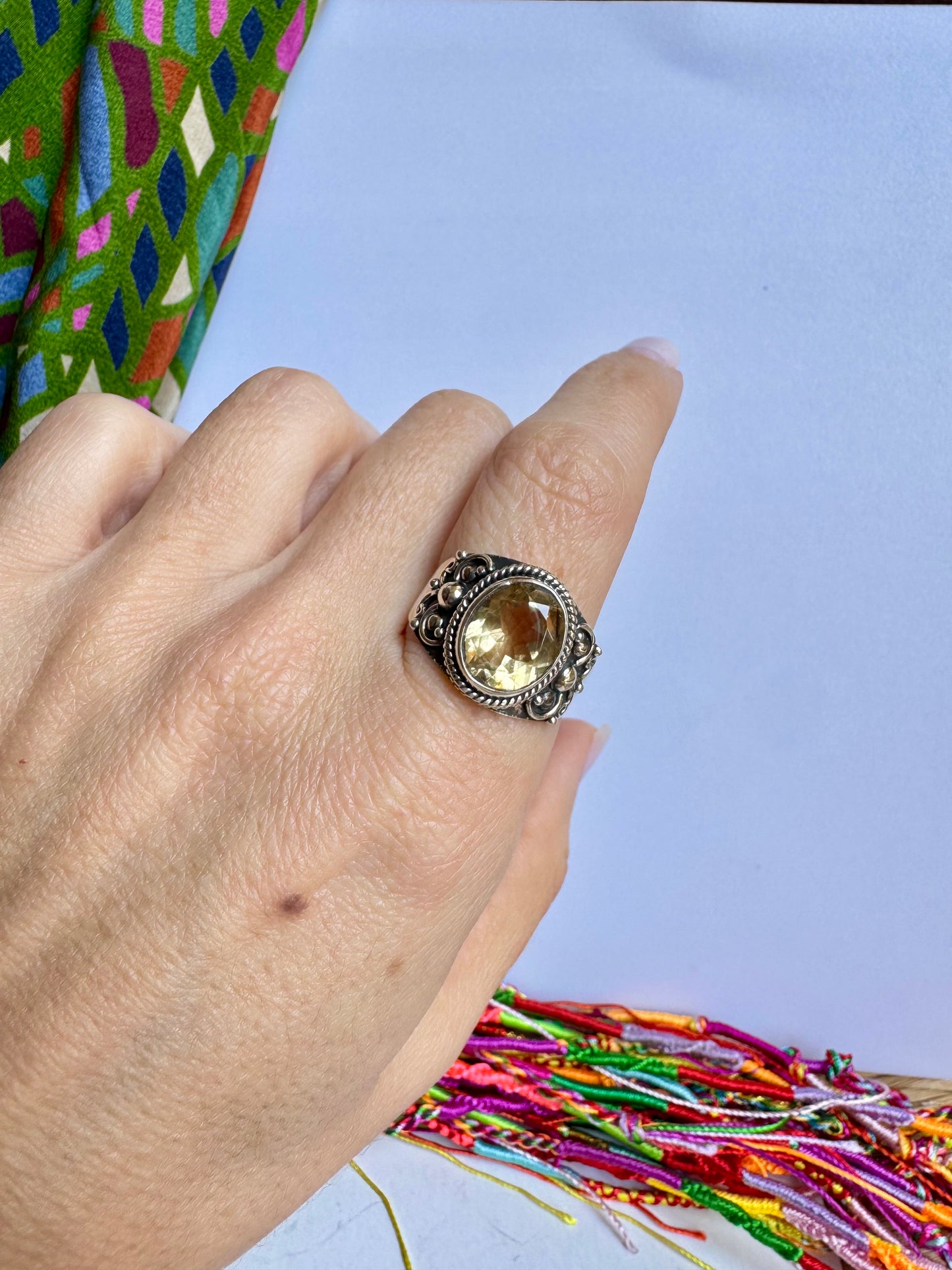 Anello argento925 misura 23 quarzo citrino C2