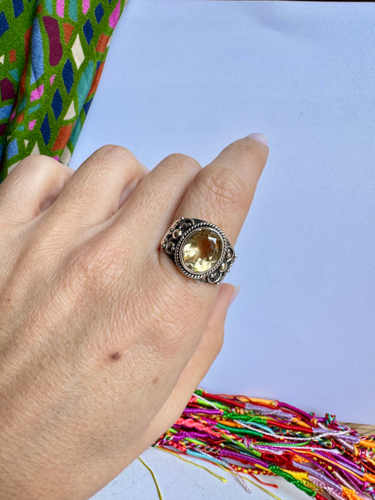 Anello argento925 misura 23 quarzo citrino C2