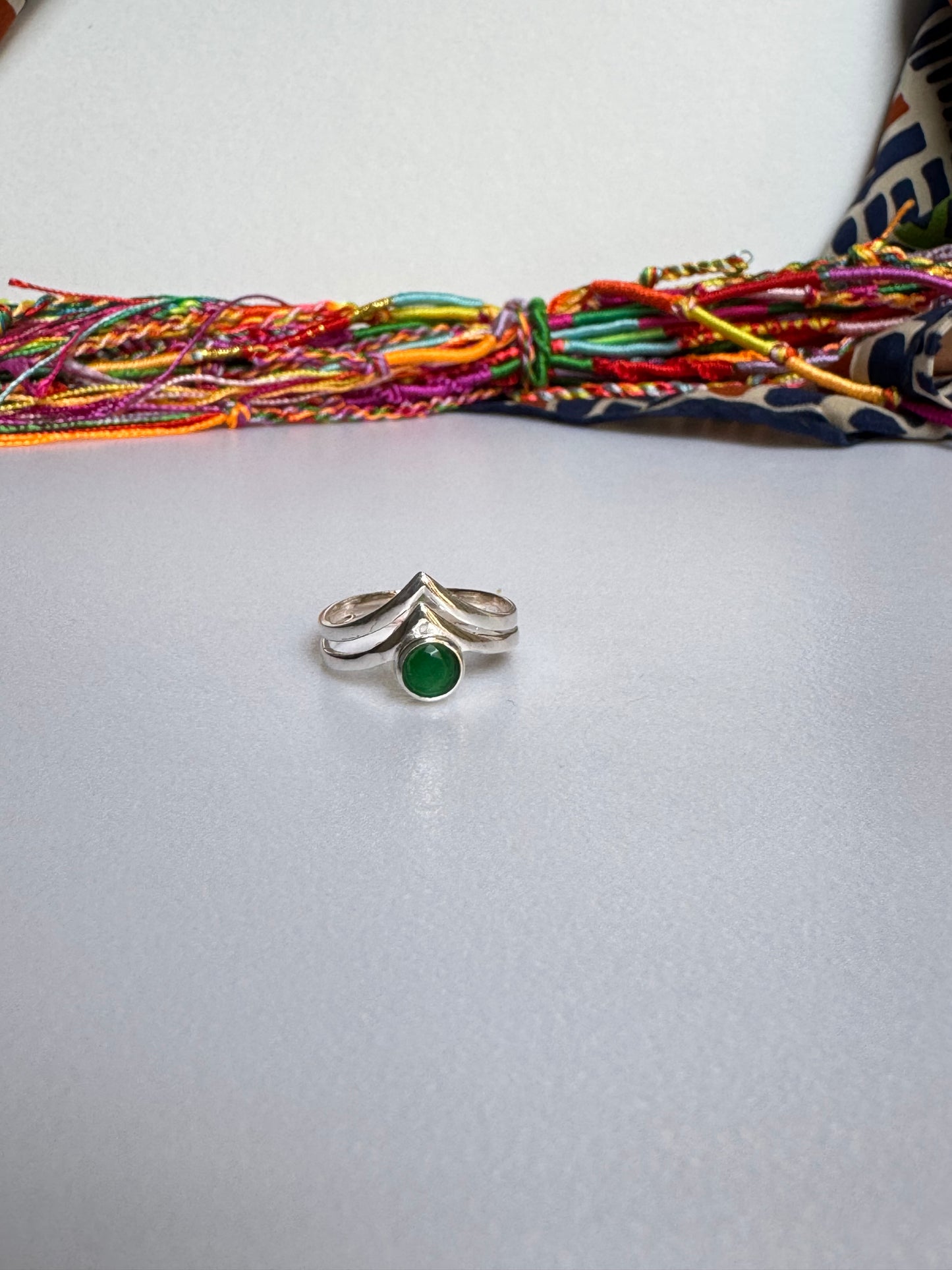 Anello argento 925 onice verde misura 17 M13