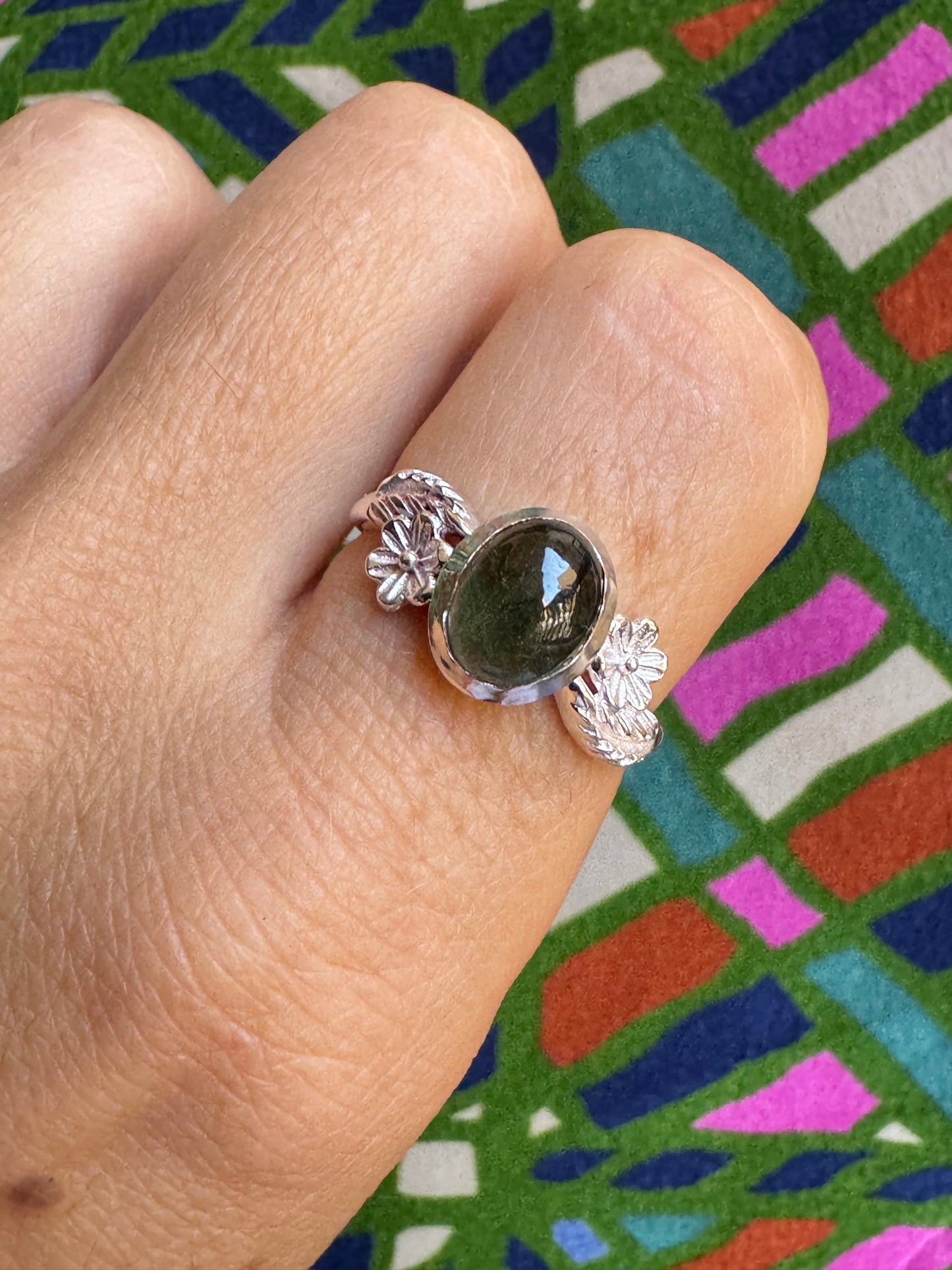 925 Silber Turmalin Ring Größe 19 - TA21