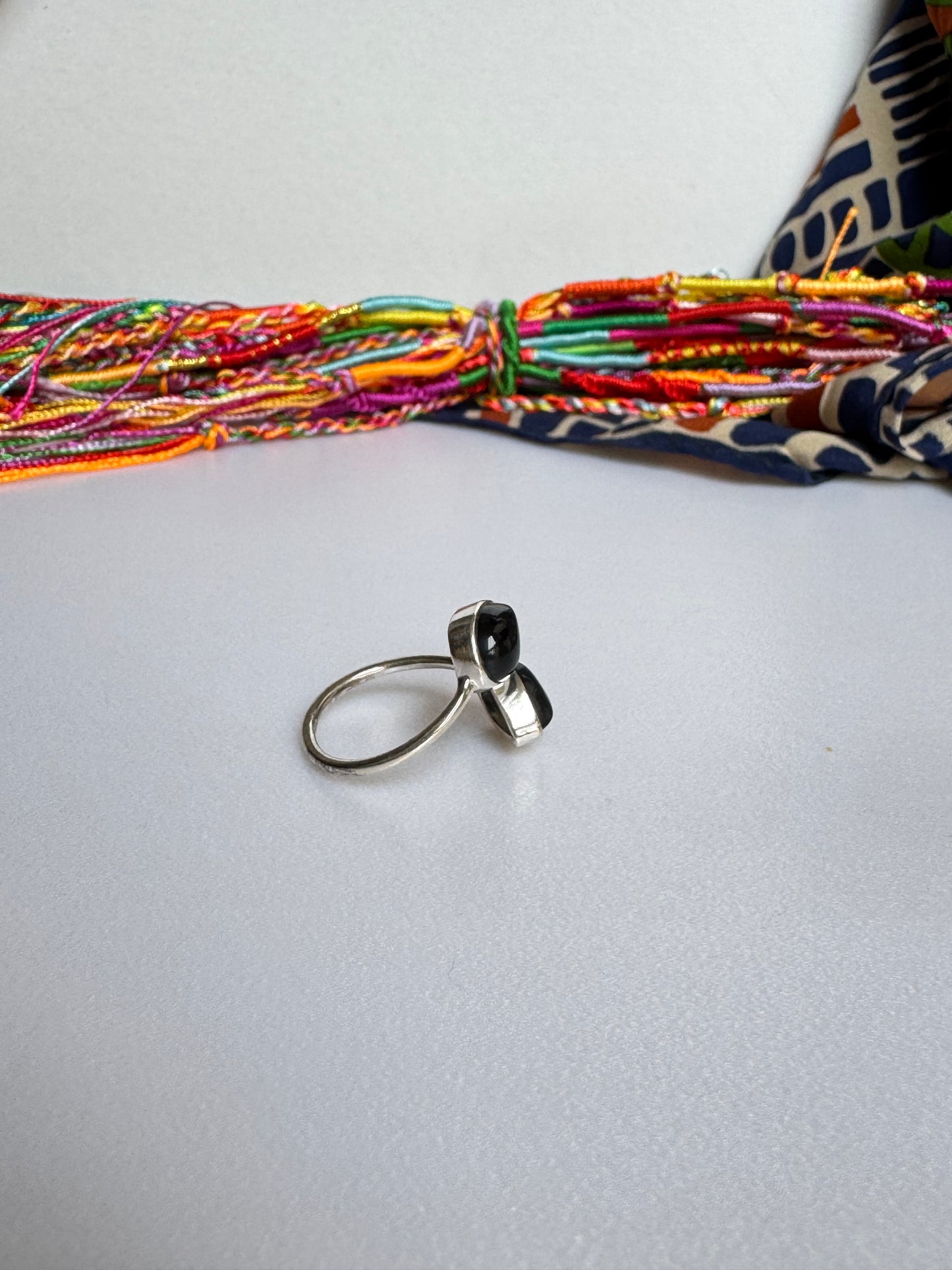 Anello argento 925 onice nero regolabile misura 16 - 3ON