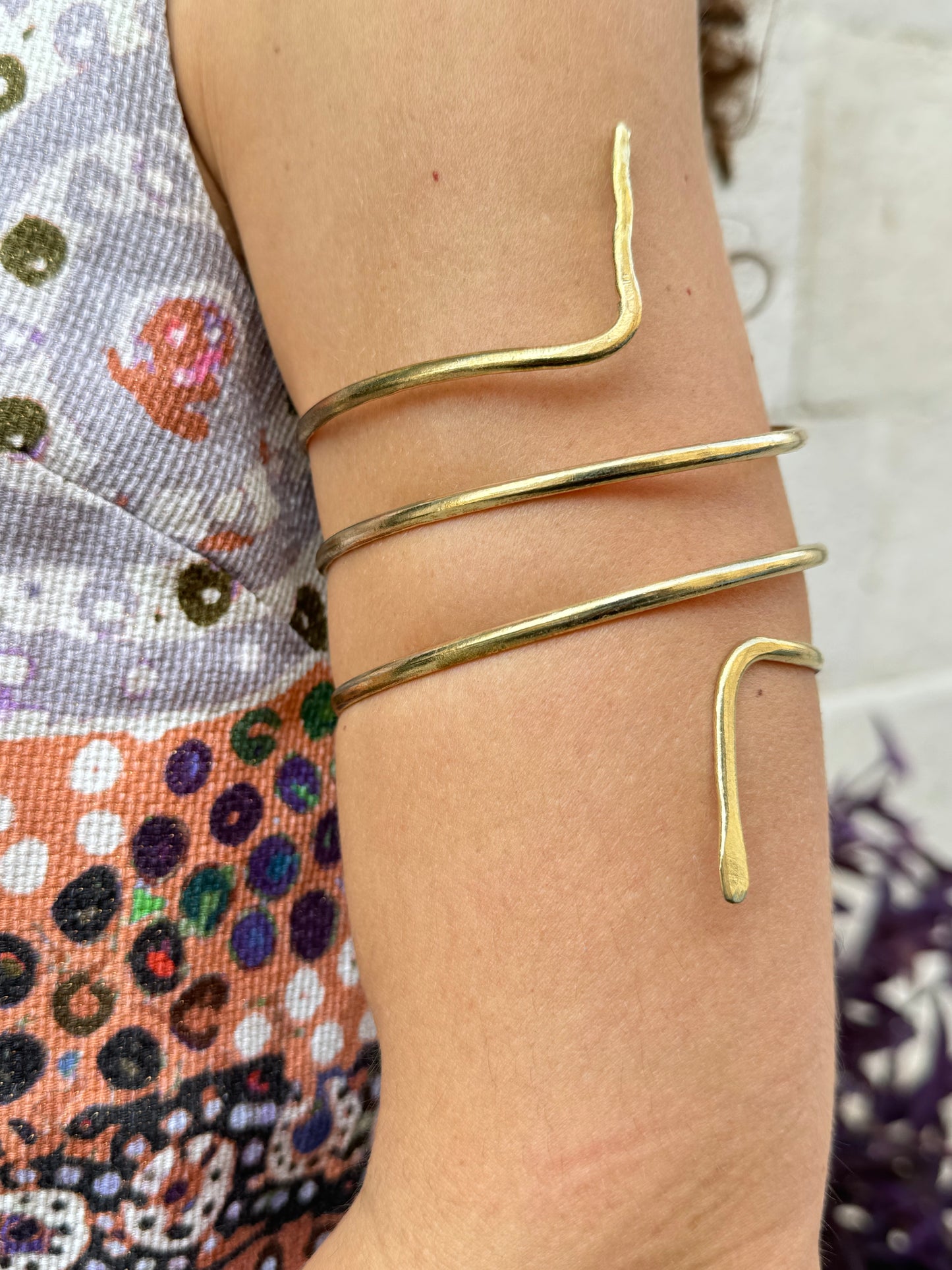 Adjustable Double Wrap Golden Snake Arm Bracelet