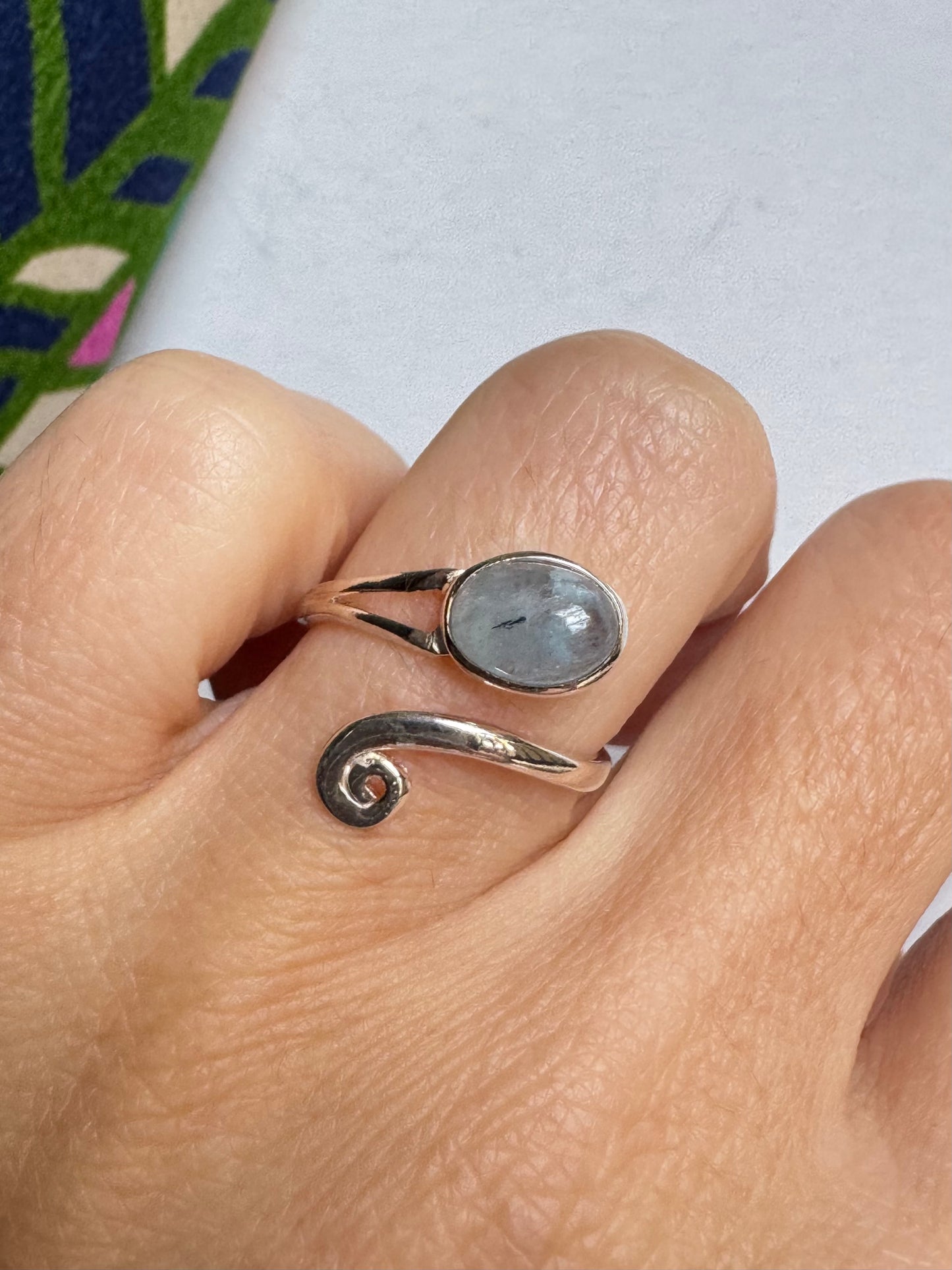 Anello argento 925 regolabile acquamarina misura 11 - 2SZ