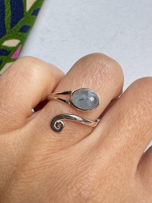 Anello argento 925 regolabile acquamarina misura 11 - 2SZ