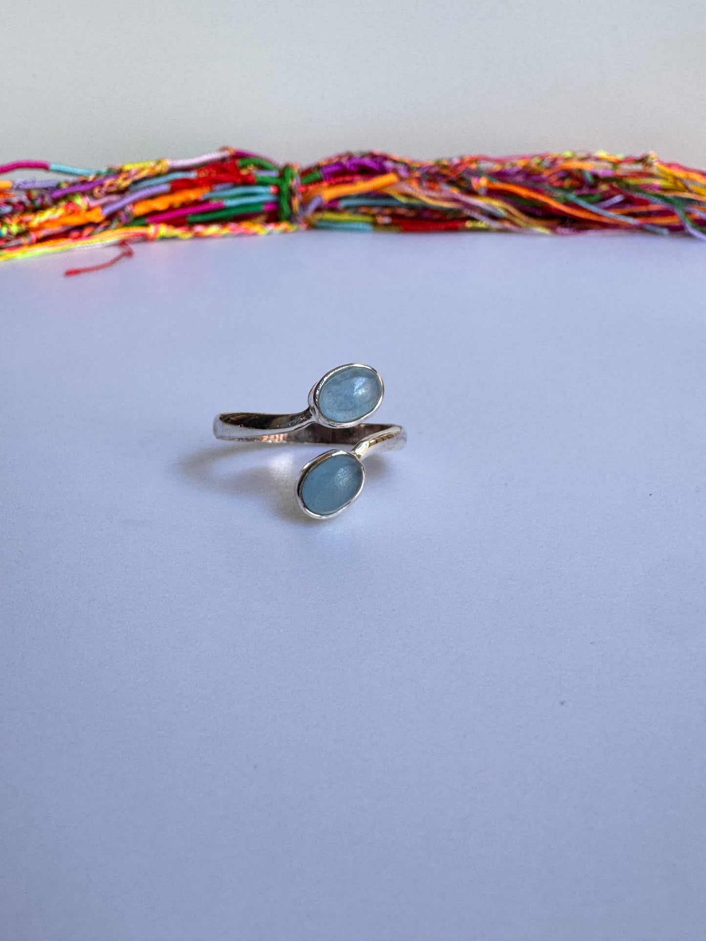 Anello argento 925 regolabile acquamarina misura 21 - 7AQ