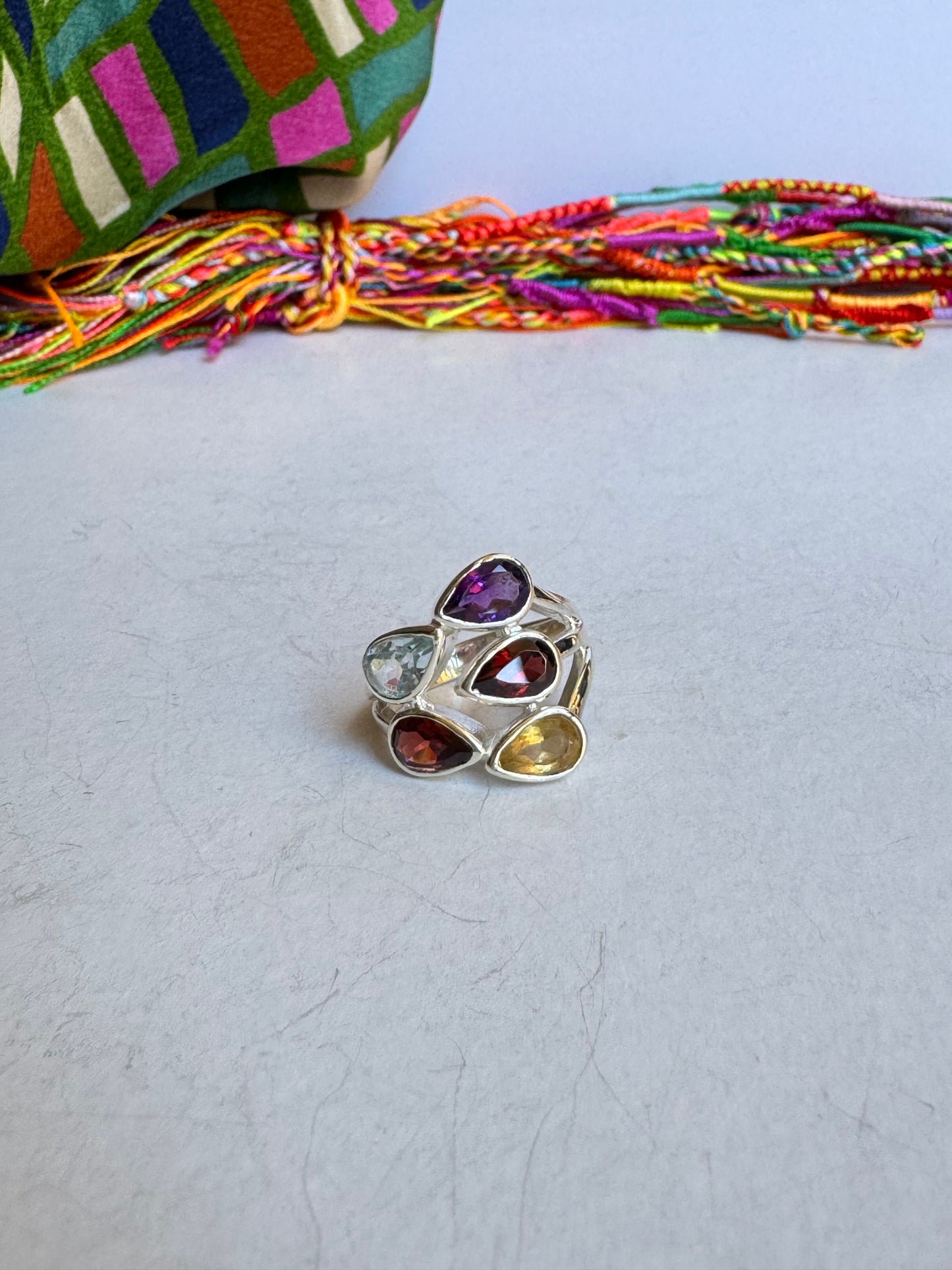Anello argento 925 multi pietra misura 17 - MP4
