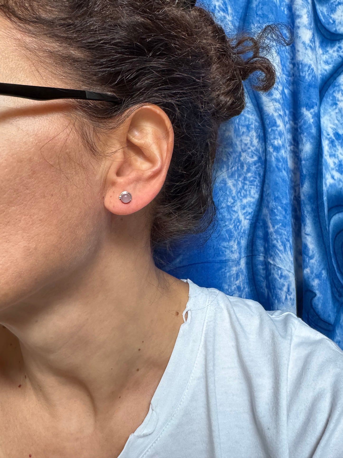 925 silver mini lobe earrings with rose quartz