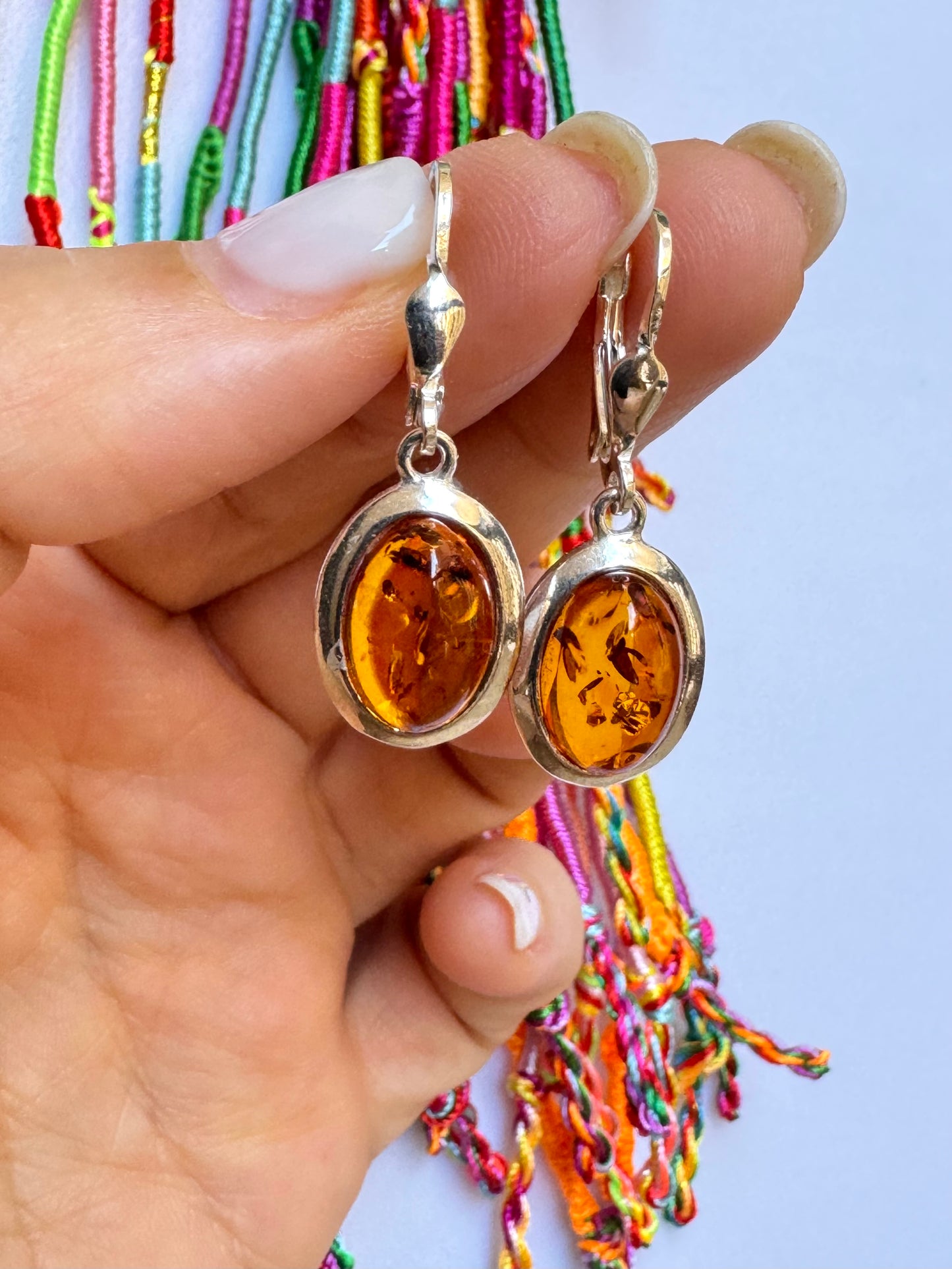 Silver 925 amber earrings A1