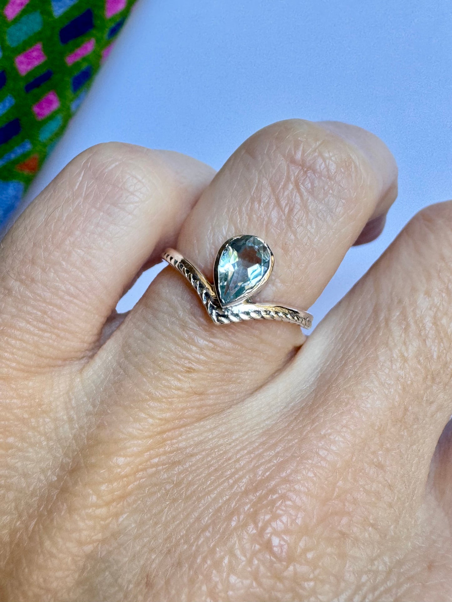 Anello argento 925 acquamarina misura 11 - 8UM
