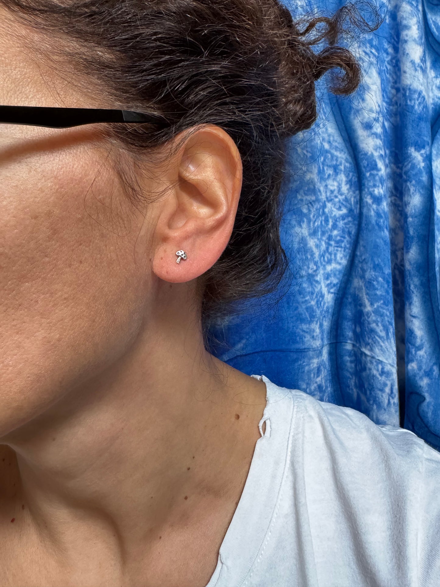 925 silver mushroom single lobe earring