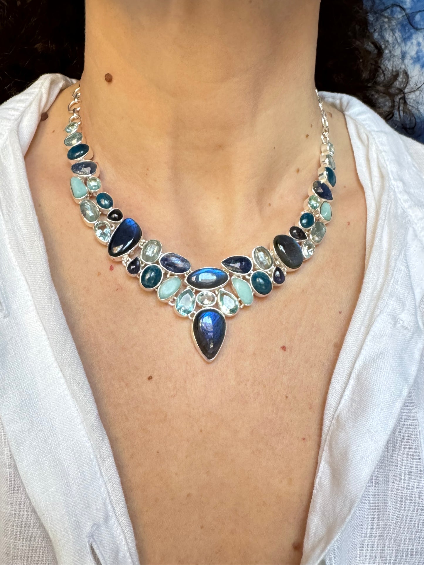 Collana argento 925 multipietra 33k