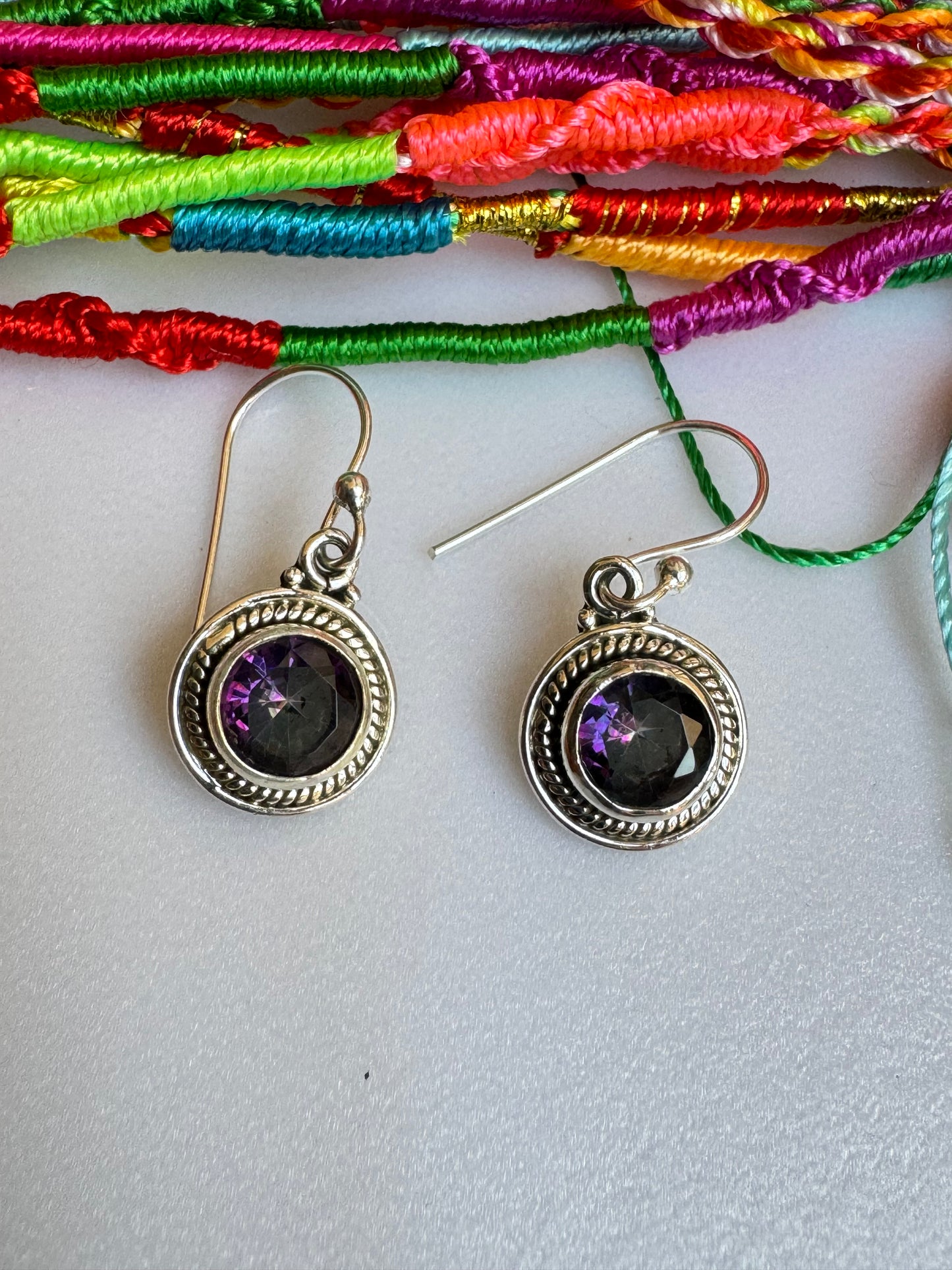 925 mystic stone silver earrings
